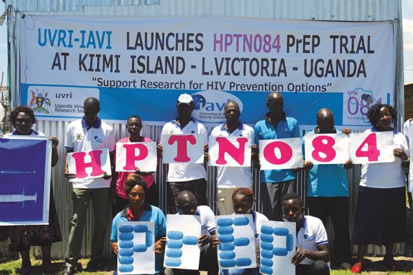 UVRI and IAVI staff on Uganda's Kiimi Island, where women were recruited for the HPTN084 PrEP efficacy trial.